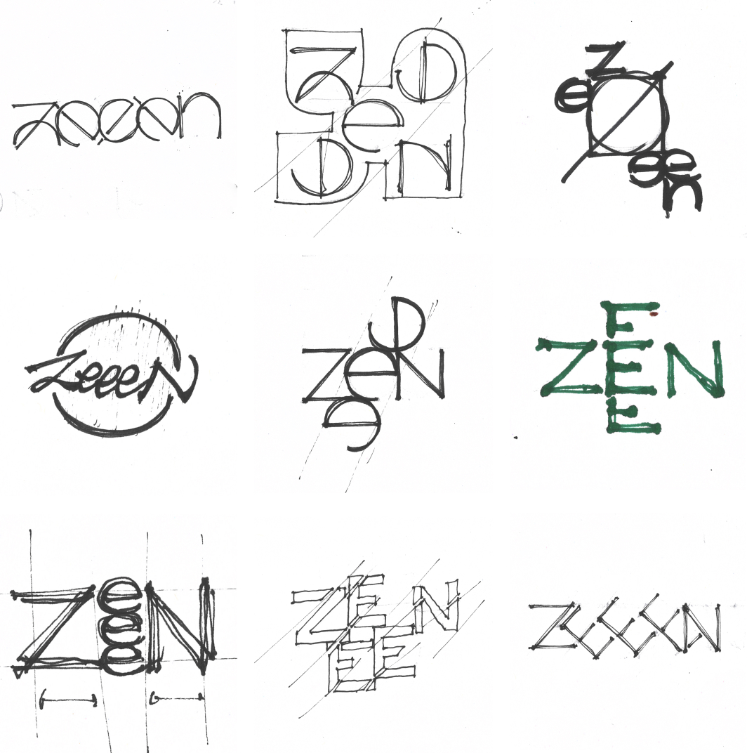 sketches of the logo.